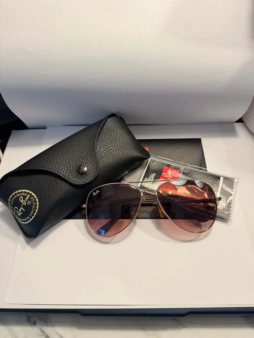 Ray-Ban RB3025 Aviator Metal Sunglasses Rose Gold Gradient Frames Only